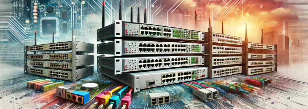 Infraestructura de red empresarial: switches y cableado organizado